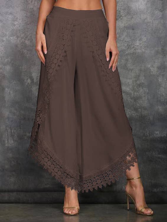 Women Loose Lace Palazzo Pants Boho Holiday Wear for wholesale by Rosa Clothing