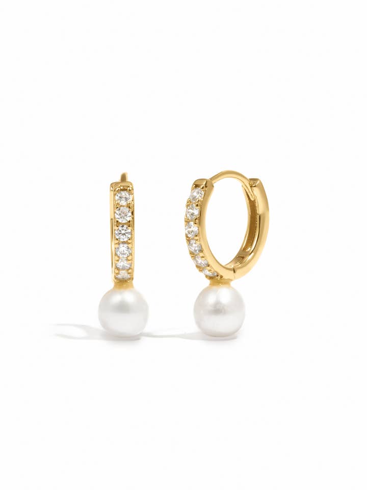 Diamond Pearl Huggies for wholesale by Sami Jewels