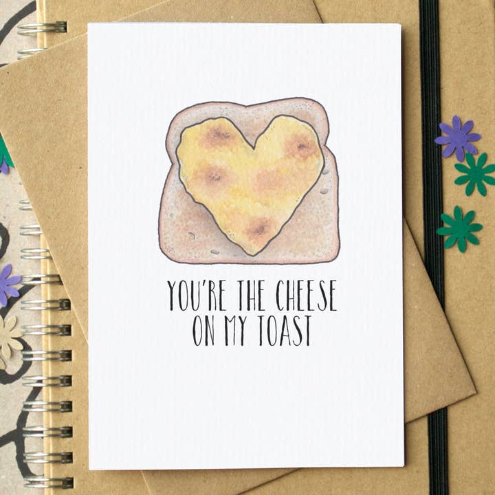 Carte d'amour amusante Cheese on Toast pour la vente par Becka Griffin Illustration