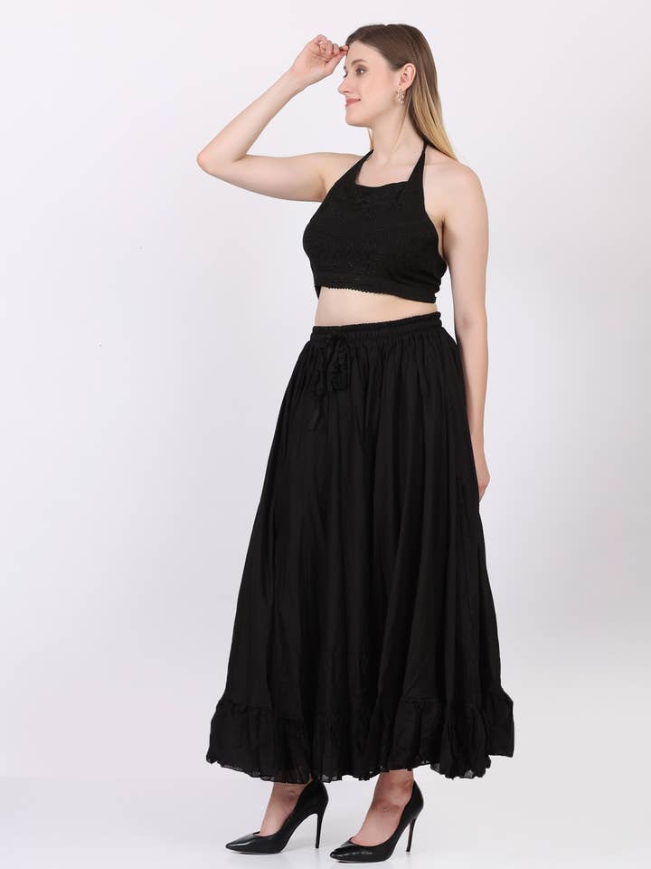 Wevez - Wholesale Skirt - Women's - Women's Casual 16 Yard, 100% Cotton, Flamenco Black Skirt2