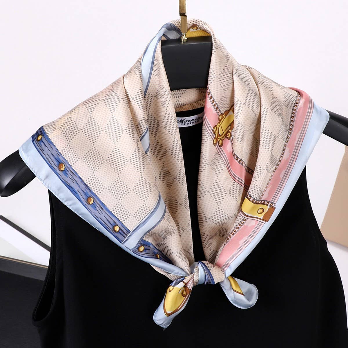 ACCITY - Wholesale Scarf - Women's - Vintage Letter Print Satin Square Scarf for Women_CWASC080928