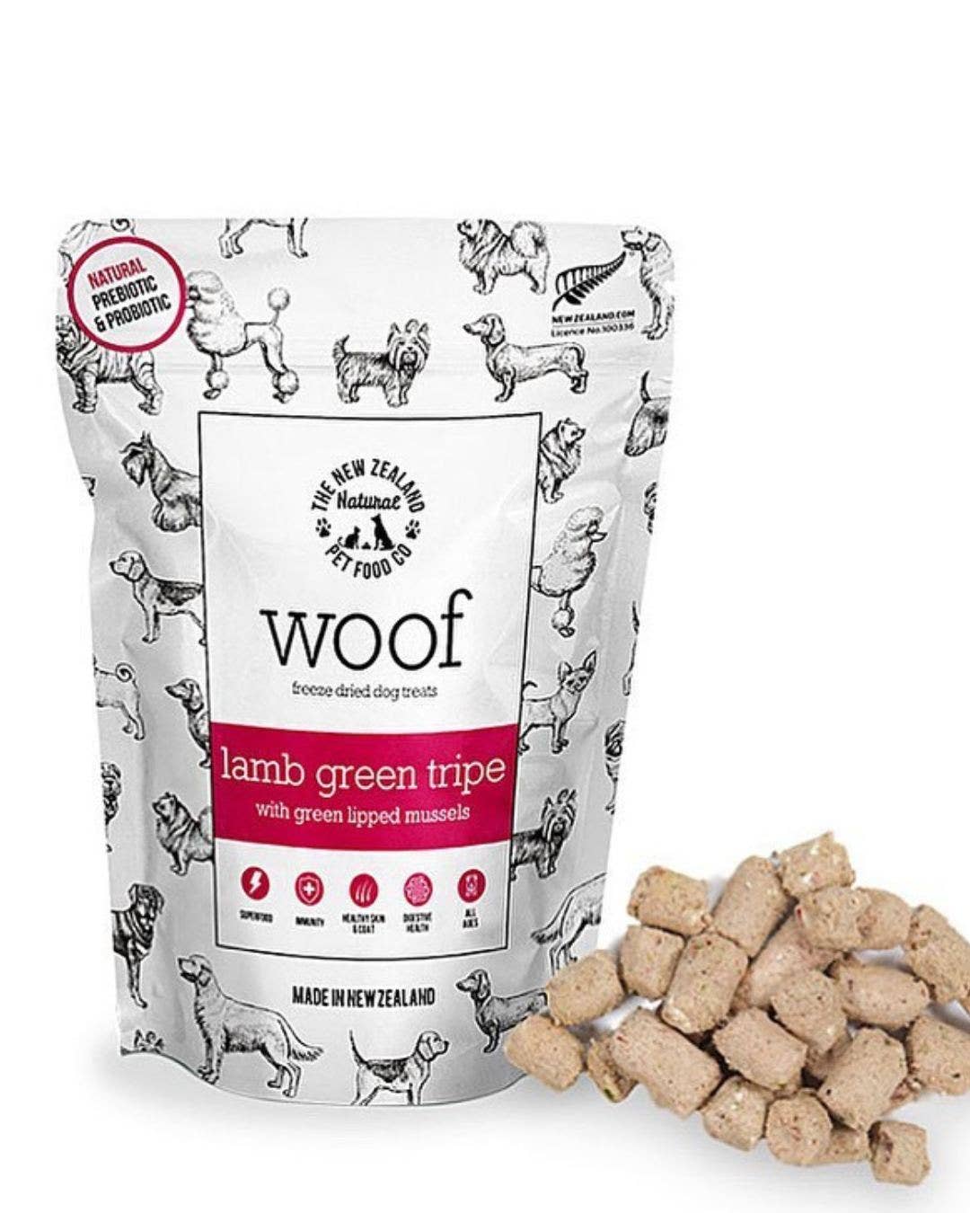 The New Zealand Natural Pet Food Co - Wholesale Pet Treats - Dog - Woof Lamb Green Tripe Topper 6.3oz5