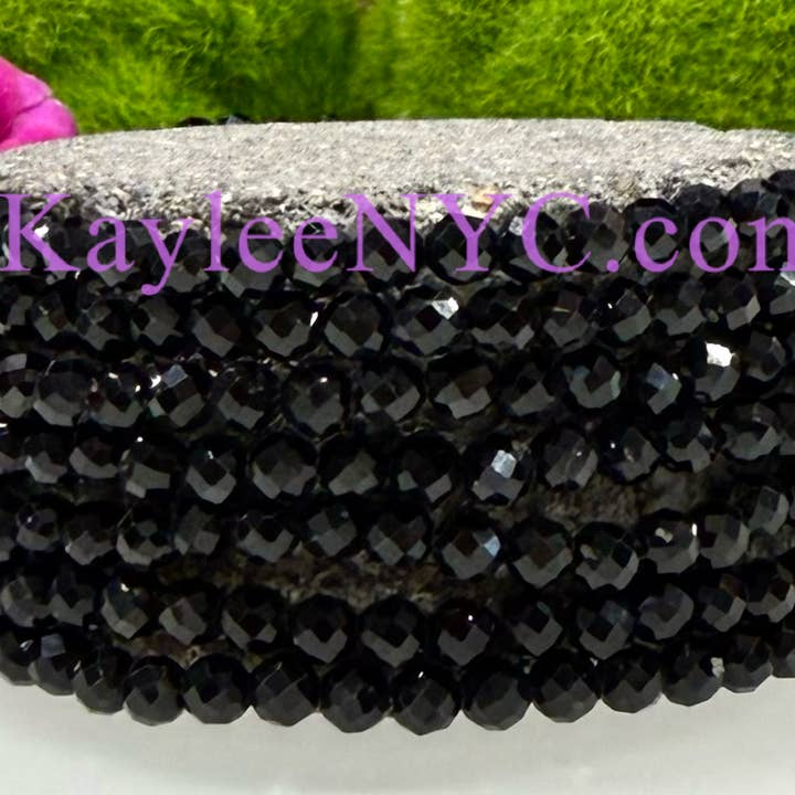 KayleeNYC – wholesale Beaded bracelet – Natural Faceted Black Tourmaline 4mm 7.5”3