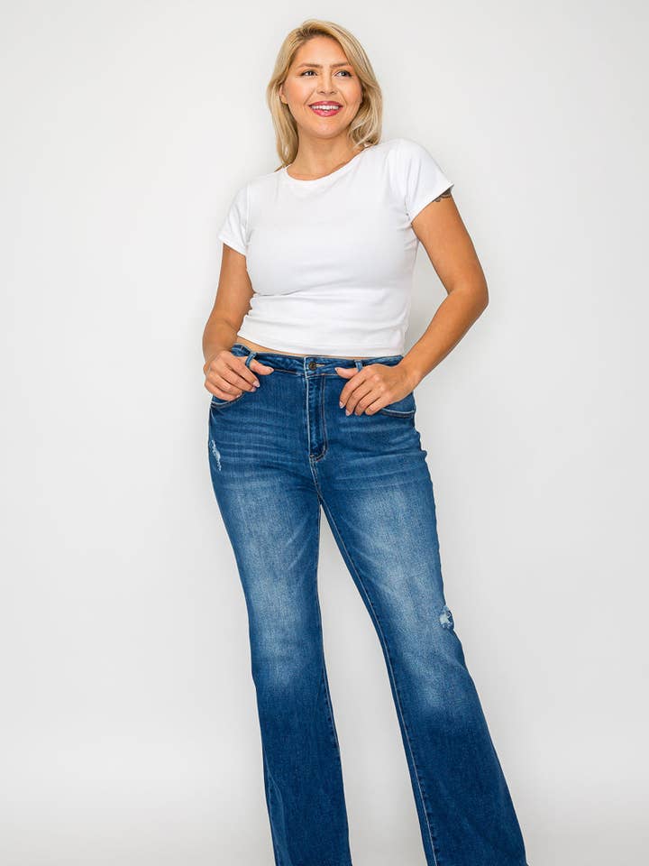 JEANS A ZAMPA A VITA ALTA TAGLIA FORTE #BT5022X per la vendita all'ingrosso da parte di Bytos