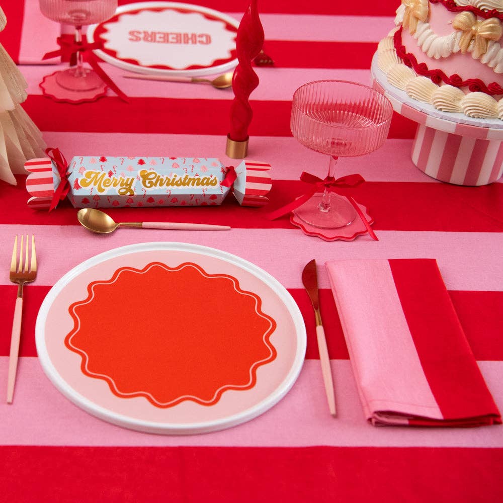 Oh It's Perfect - Wholesale Dinner & Cloth Napkin - Pink Red Striped Napkin Set (6)2
