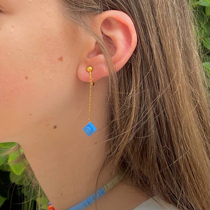 Long clip-on earrings - The Hypnotists for wholesale by Brique d'Oreille