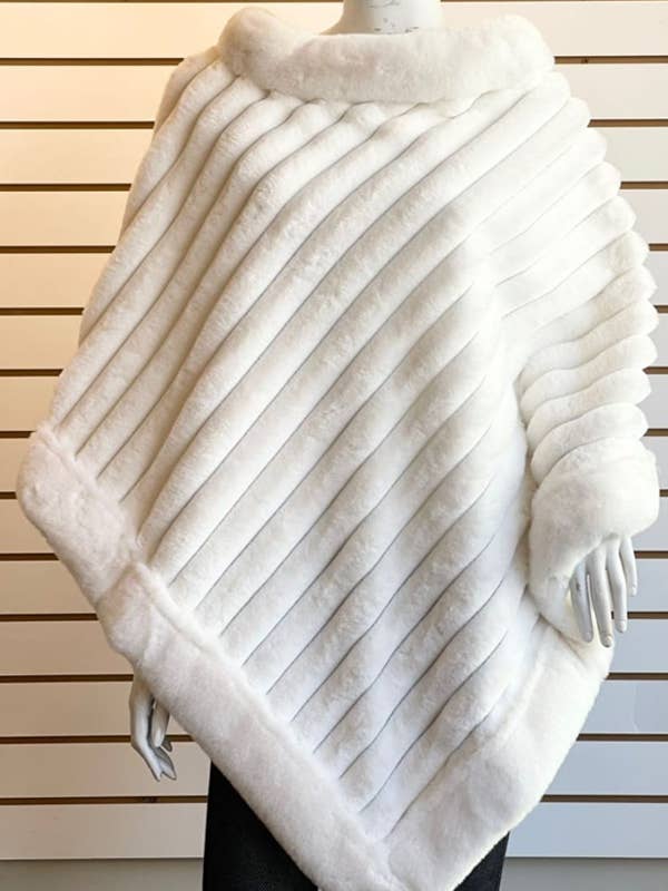 Luxurious faux fur poncho for wholesale by J2 FASHION