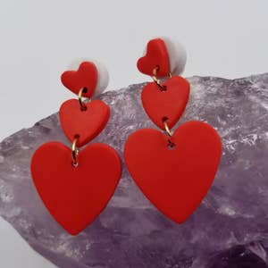Chanaiqw Heart Wood Hollow Out Earrings for Women Valentines Earrings Red  Heart Stud Earrings for Girls Valentines Day Gifts for Her