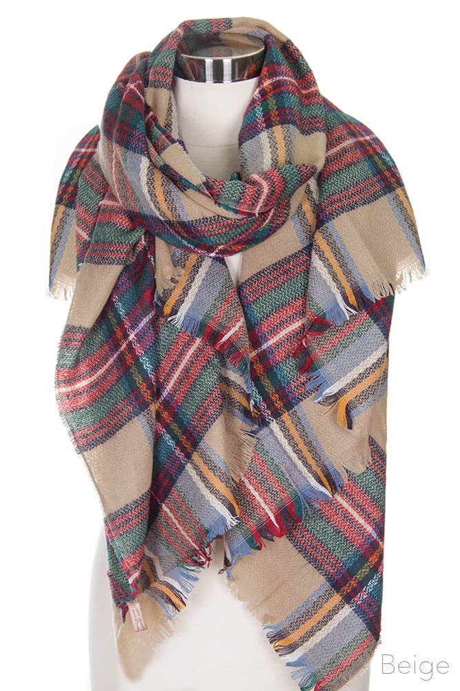 Hana - Wholesale Scarf - Women's - Oversize Plaid Blanket Scarf0