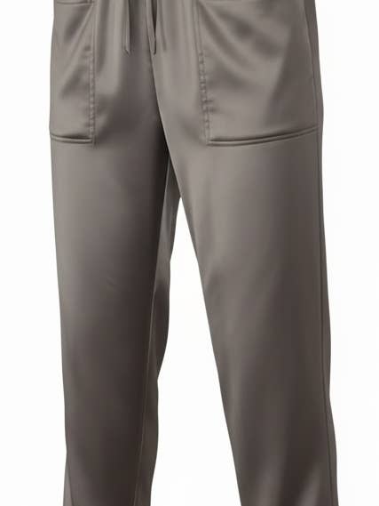 WF1292B LATTE S/M SATIN FISHERMAN TROUSERS for wholesale by Malissa J Collection