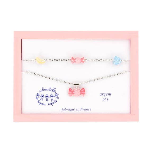 Conjunto Bombom Prata Forcat 925 por atacado de Ribambelle Bijoux Enfants