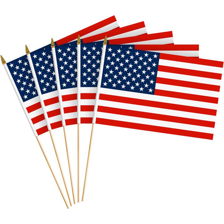 American Flag Handheld 8x12 IN 30 Pack Printed Polyester for wholesale by G128