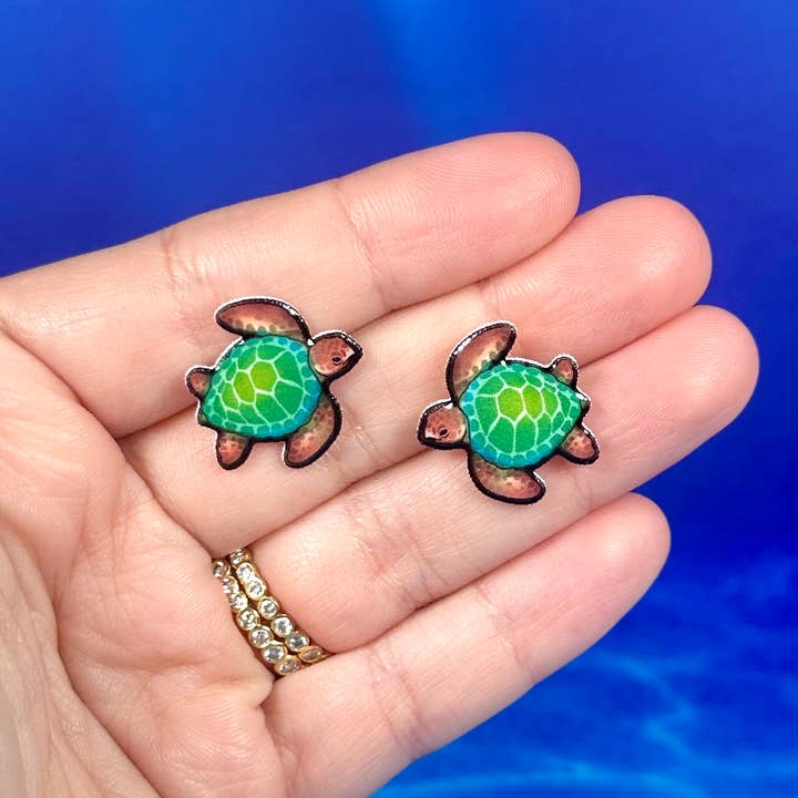 Sea Pixie Designs - Wholesale Stud/Post Earrings - Sea Turtle Stud Earrings, Coastal & Lightweight