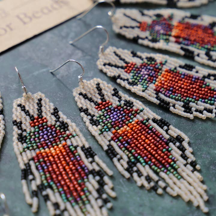 Rust - Brincos de franjas com contas feitas à mão, inseto, colorido por atacado de BerdorBeads