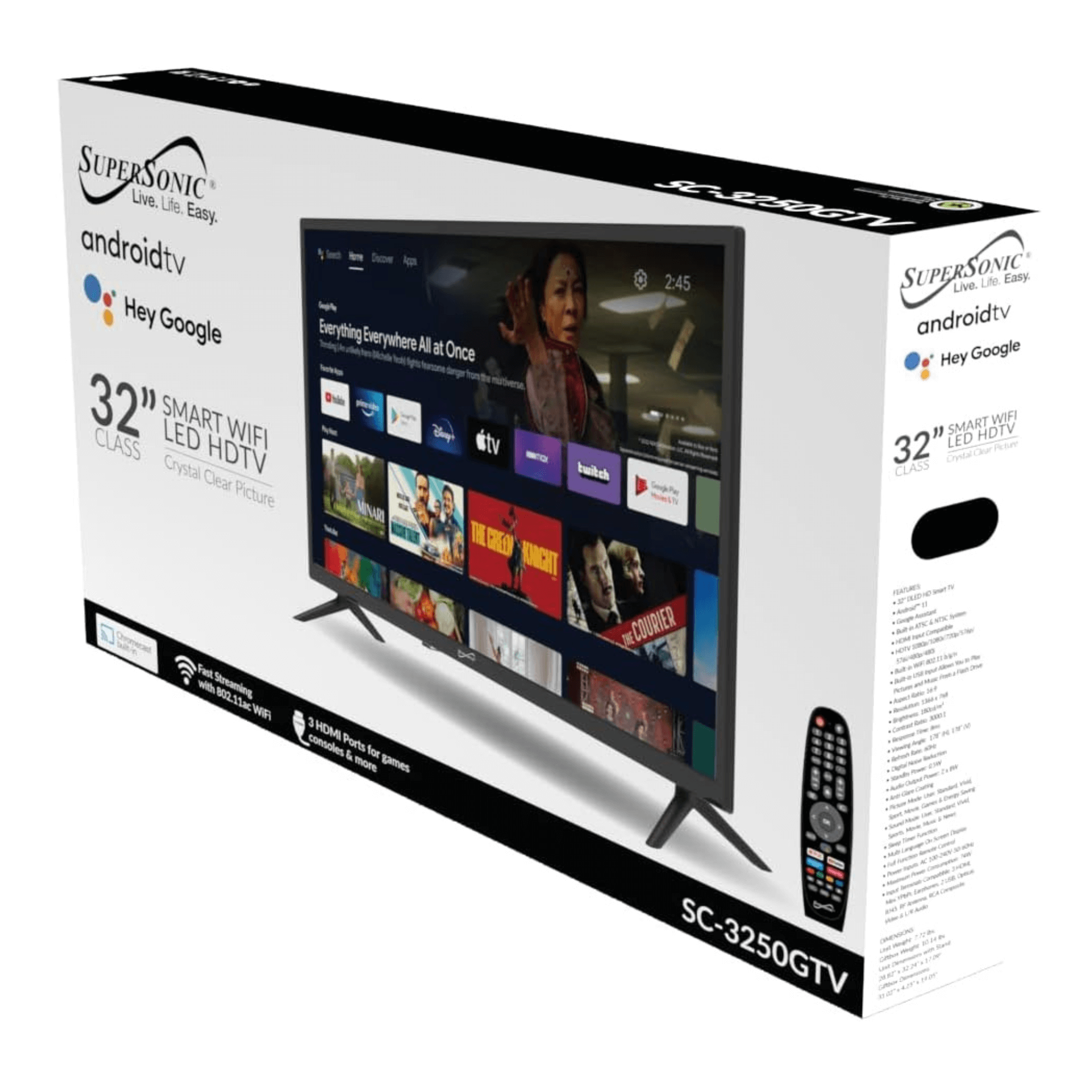 JupiterGear Home - Vendita all'ingrosso Decorazioni da tavolo - Supersonic Smart TV DLED FHD da 32 pollici con Google Assistant4