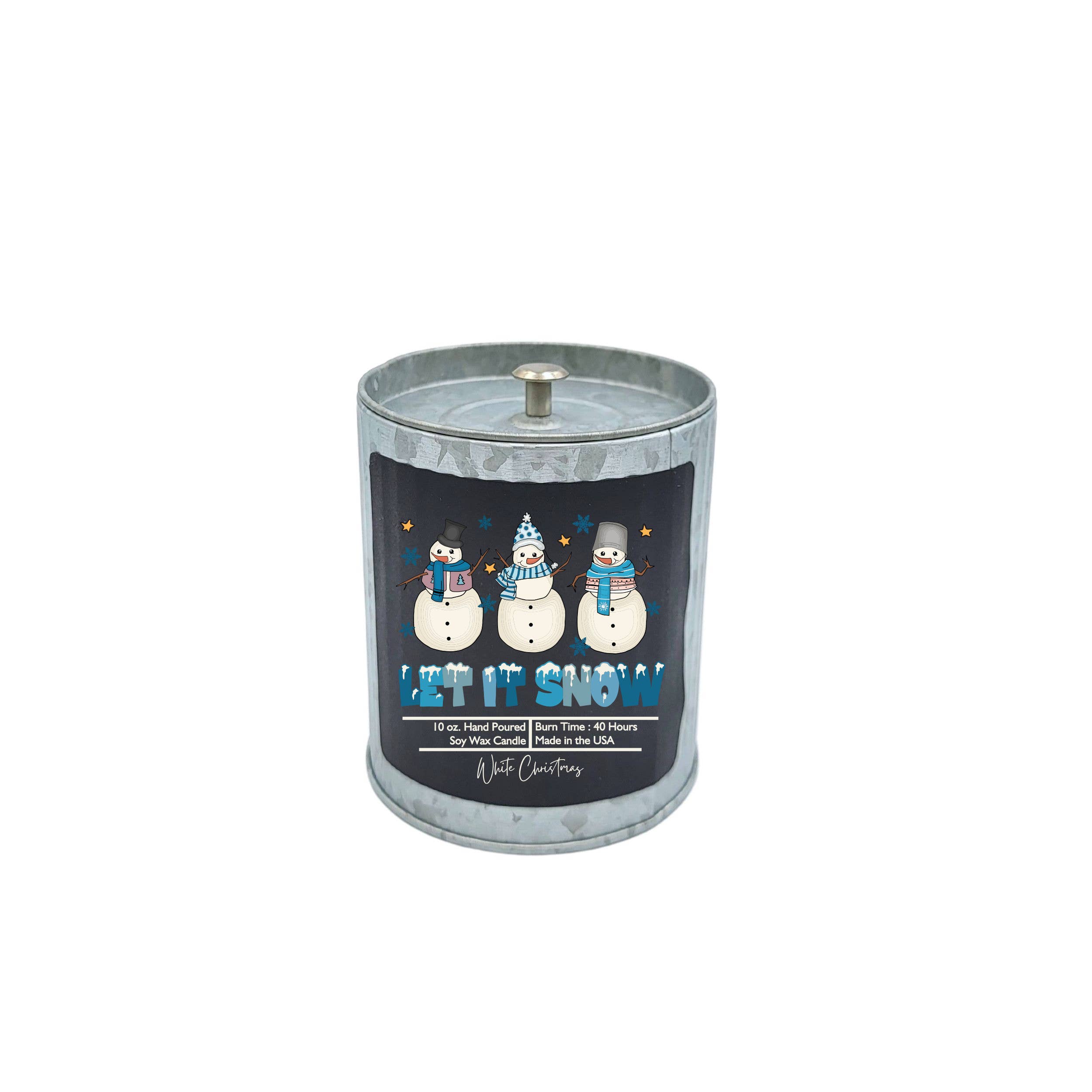 Driftless Studios - Wholesale Jar/Filled Candle - Let it Snow Soy Wax Candle - Rustic Tin Holiday Candles
