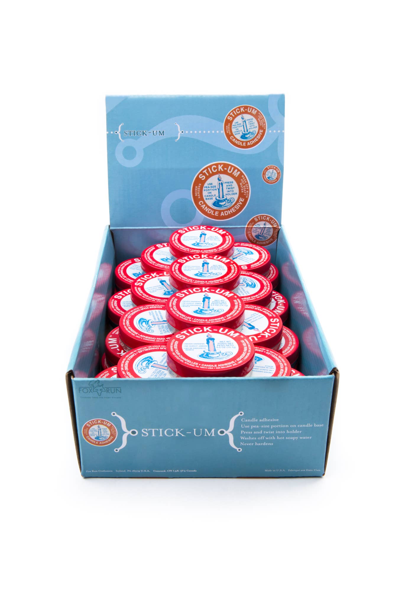 Fox Run Brands – Engroshandel Håndværk forsyninger – Fox Run Stick-Um lim til stearinlys, 14 g, display med 36 stk.3