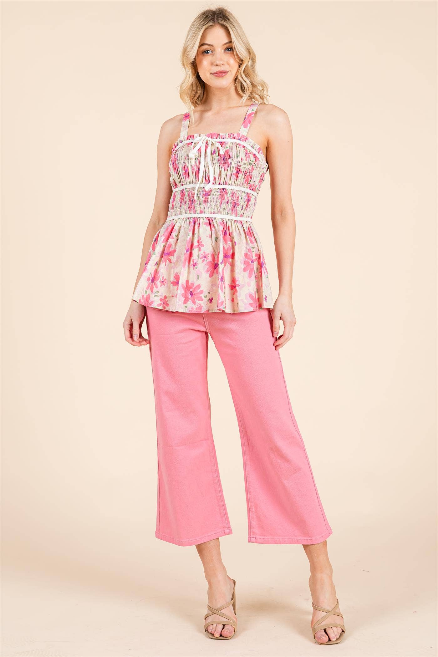 GeeGee x Lovelo - Wholesale Pants - Women's - Blanket Stitching High-Waisted Cropped Pants, OP51712.10