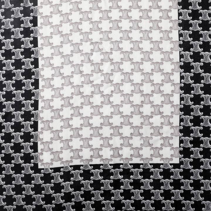 YOUZEY - Wholesale Scarf - Women's - The Poppy - Monochrome Black, Grey, White Faux Silk Scarf7