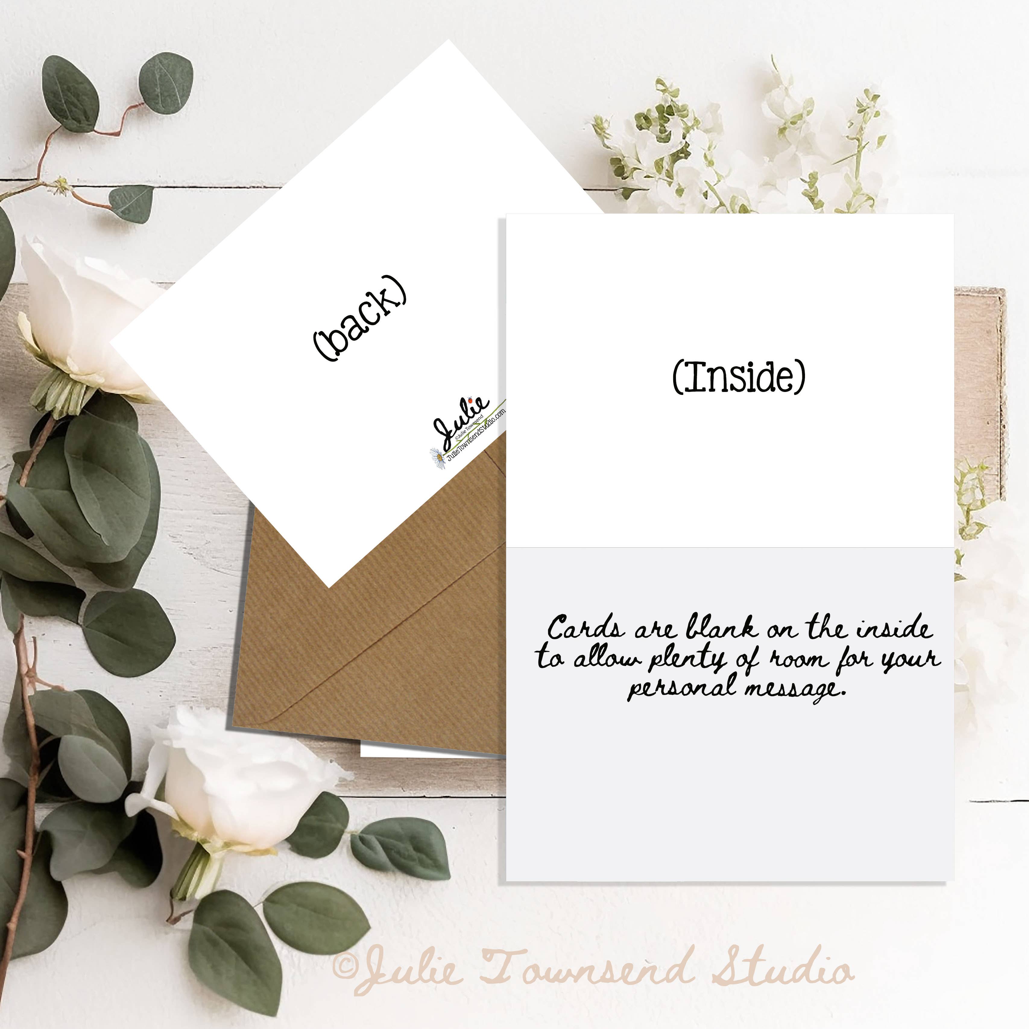 Julie Townsend Studio - Wholesale Stationery/Notecard Set - A2 Card Set  - Sparrow with Lavender - Set of 10 Cards5