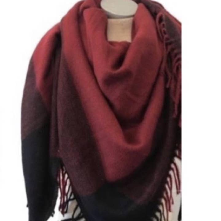 LINETA - Wholesale Scarf - Women's - HG-34 Large square scarf with long fringes8