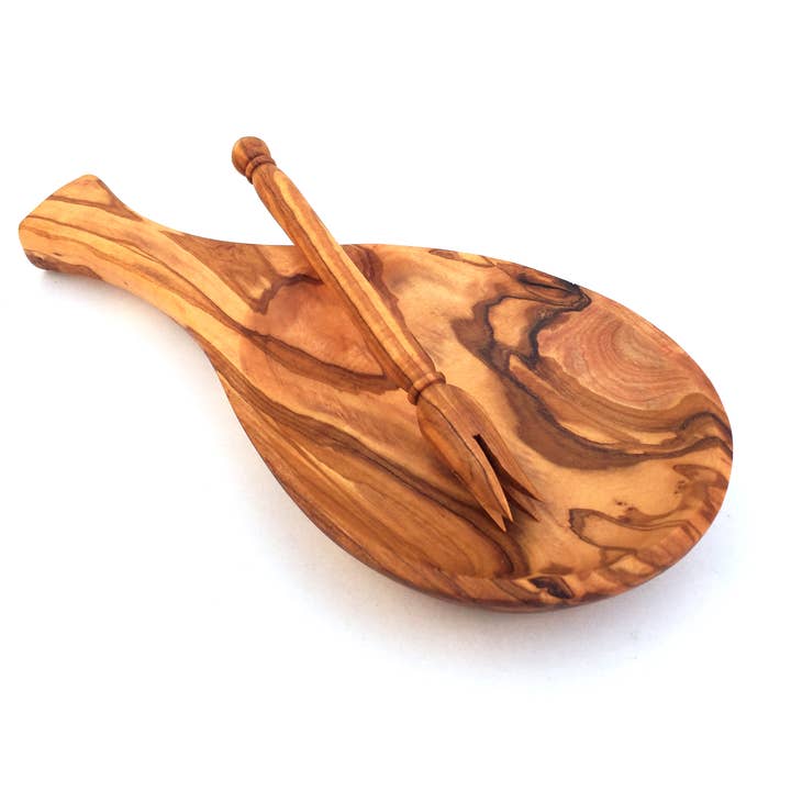 medina mood - Vente Plateaux de service - Assiette de service en bois d'olivier faite à la main avec poignée et brochet