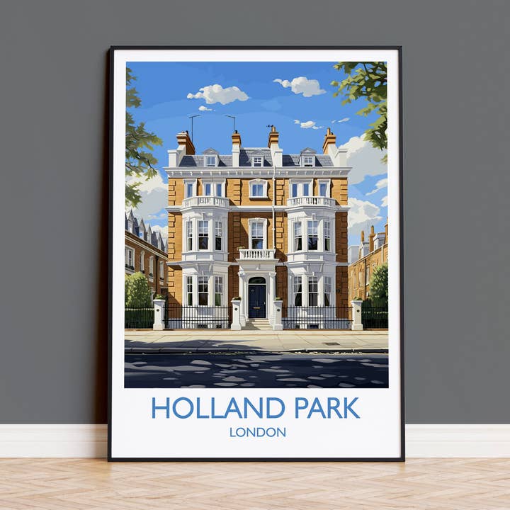 Holland Park Reseposter, Reseposter av Holland Park, London, England, Gåva för konstälskare i London, Väggkonsttryck för wholesale av NQ Media Designs