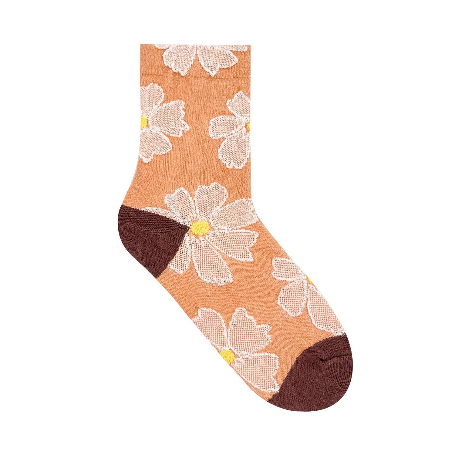 7DAYSSOCKS - Wholesale Sokken - Dames - Dames Crew Sokken met Madeliefjes Borduursel11