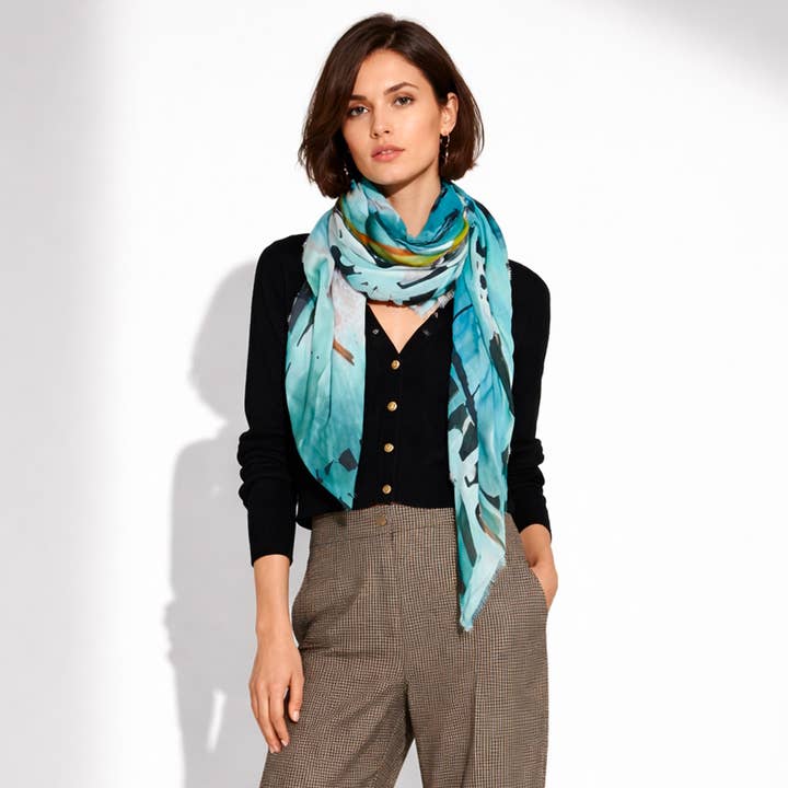 Silk Scarf L'Oiseau Bleu for wholesale by Isabelle Gougenheim Designs