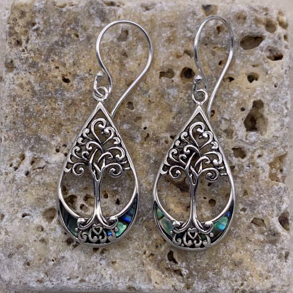 Sterling Silver & Shell Tree of Life Earrings for wholesale by Goddess Design Studio