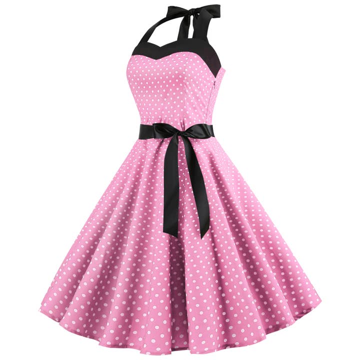 Rosa Clothing - Wholesale Dress - Women's - Vintage Polka Dot Halter Dress13