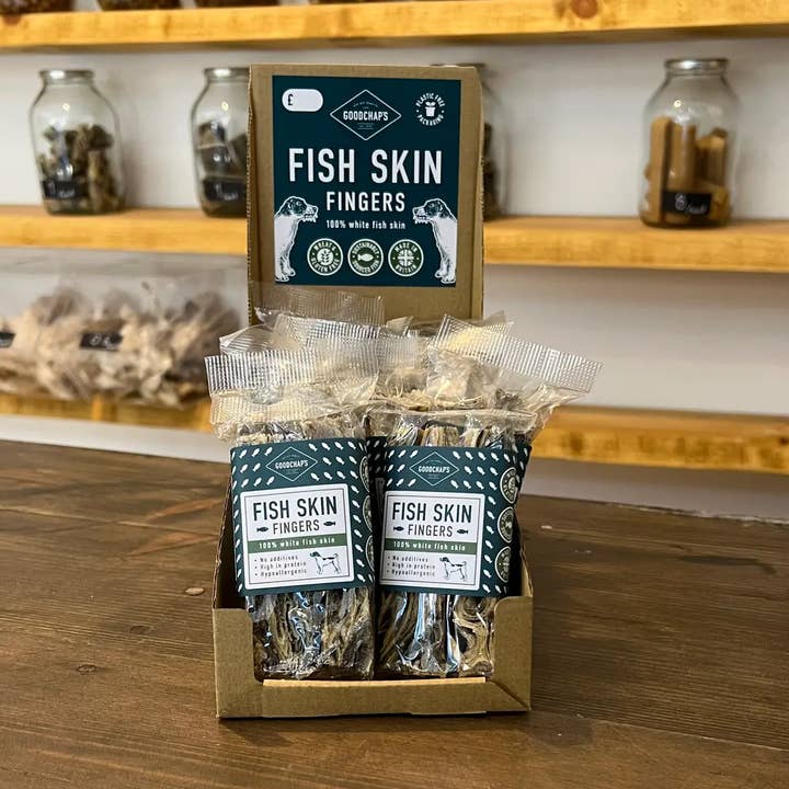 Fish Skin Fingers | CDU of 14 Packs for wholesale by Goodchap's