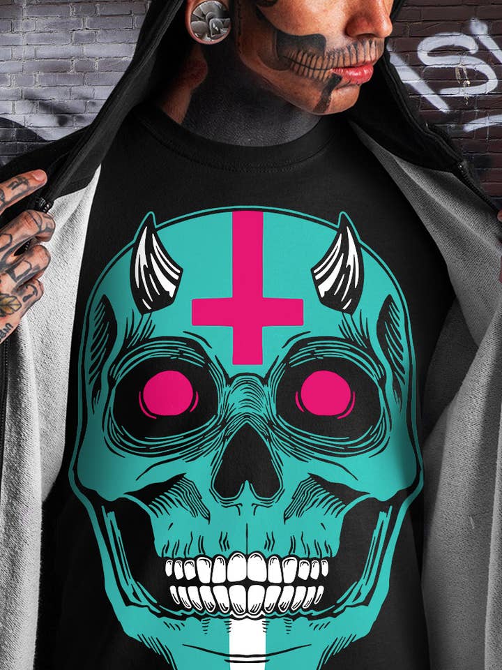 ZERO FUXXKS CLUB Creepy Jackal Skull T-Shirt for wholesale by XRAEART Clothing Co