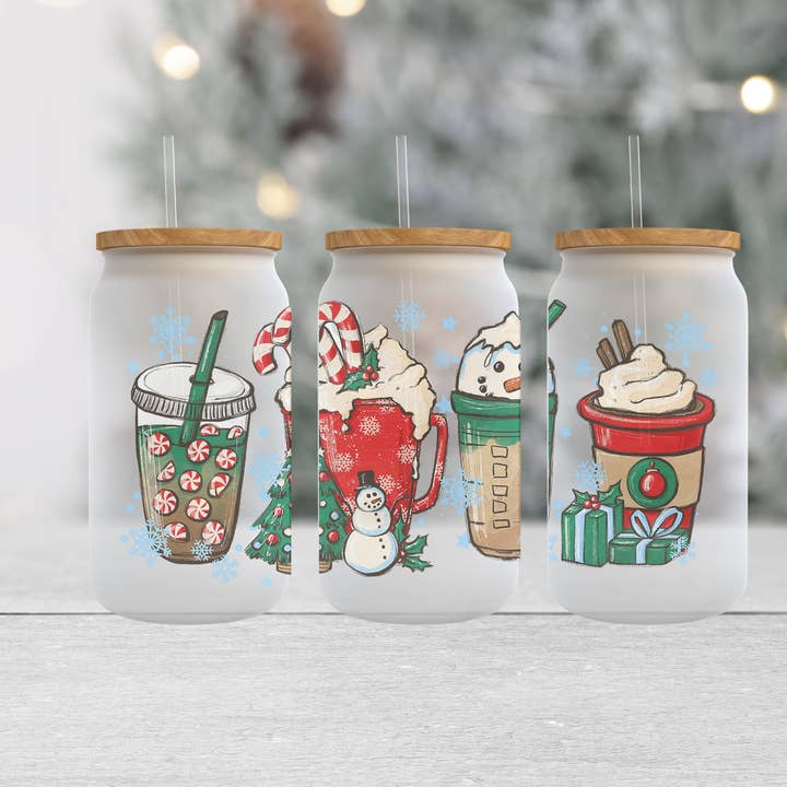 Röd snögubbe - frostat burkglas för wholesale av Livy Lou Designs + Co