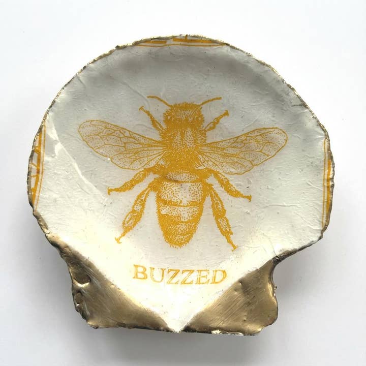 Buzzed Bee Scallop Soap Dish for wholesale by Shell Yeah By Jaks LLC