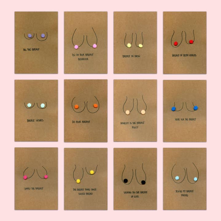 Deb Almond Art - Vendita all'ingrosso Biglietto di buona fortuna - Biglietto di auguri con gioco di parole sul seno 'Tutto il Meglio'1