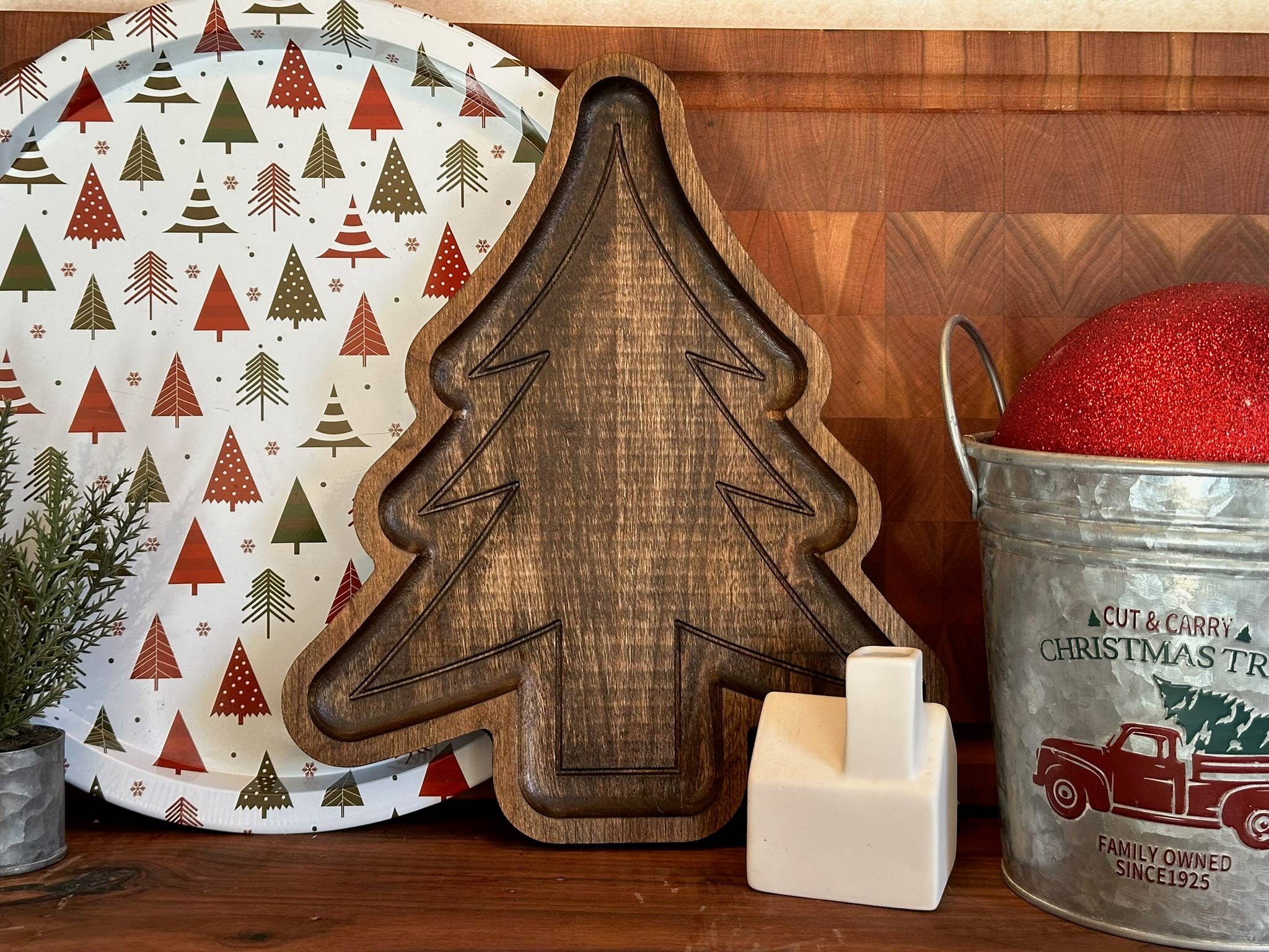 Third Eye Creation Company – Engroshandel Pyntebakke – Juletræsserveringsbakke, Mælk- og småkagebræt3