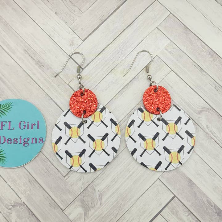 FL Girl Designs – Engroshandel Hængeøreringe og creoløreringe – Baseball og Softball Jordan Ægte læder øreringe3