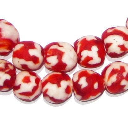 The Bead Chest - Wholesale Beads - 14mm Crimson Red Fused Recycled Glass Beads1