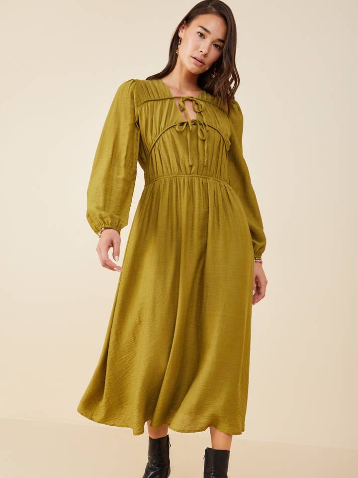 Womens Double Tie Detail Long Sleeve Dress for wholesale by Hayden LA
