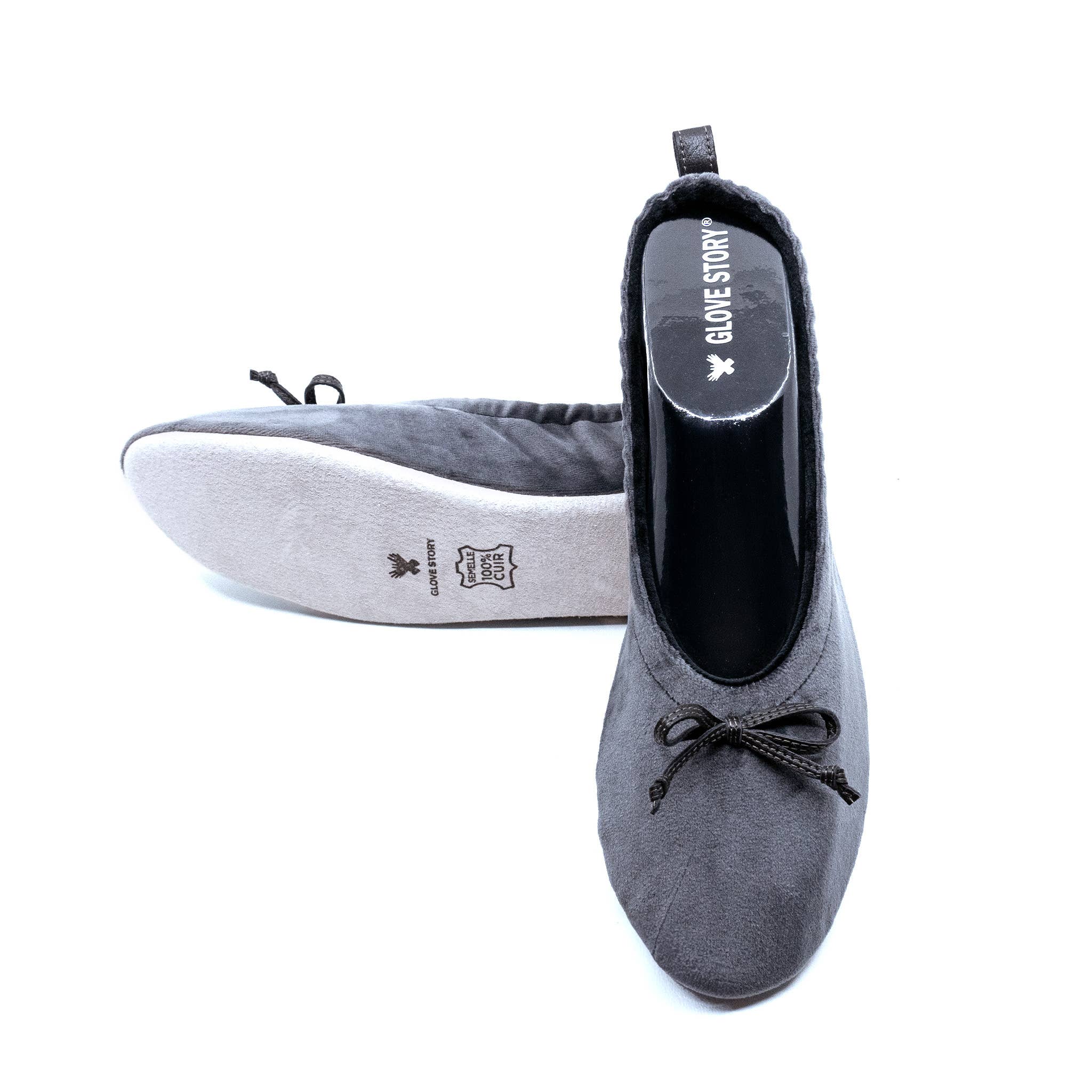 Glove Story - Wholesale Flats - Women's - Women's indoor ballerinas in velvet with small bow - CF014110