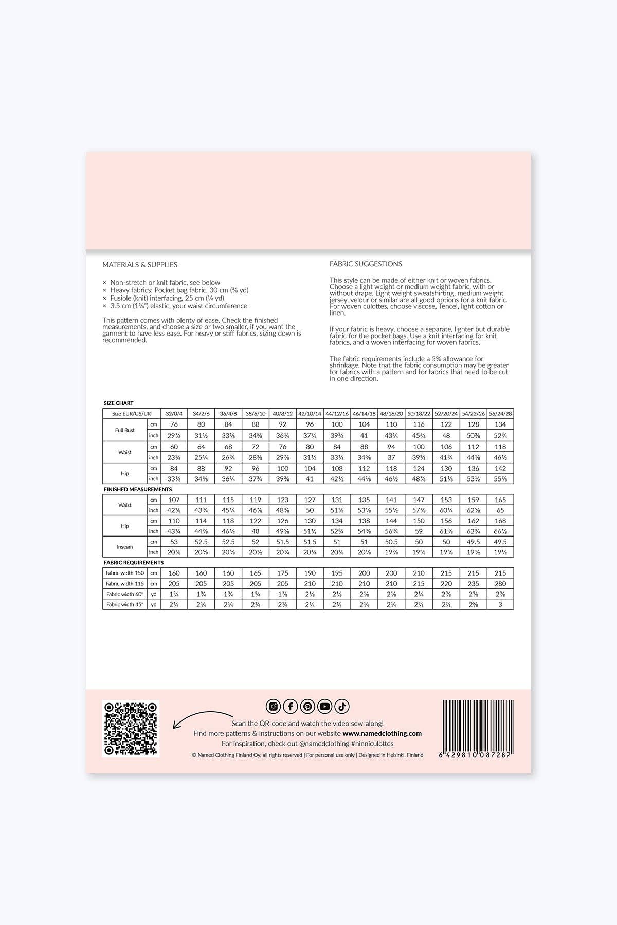 Named Clothing Finland Oy – Großhandel Bastel-Nähset – Ninni Culottes mit elastischem Bund7