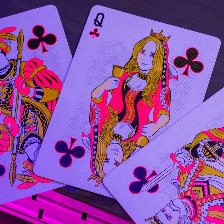 Card-Addiction.com - Wholesale Playing Cards - Bicycle NEON Pink Playing Cards (Star-Fire Pink) GLOWS in UV