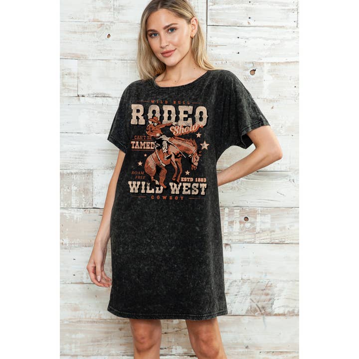 Amused by Blue - Vente Robe – femme - RODEO WILD WEST - ROBE GRAPHIQUE DÉLAVÉE AU MINÉRAL