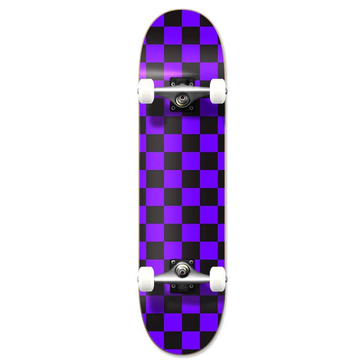 Grafik Complete Skateboard 7.75" - Checker Lilla för wholesale av Yocaher Skateboards