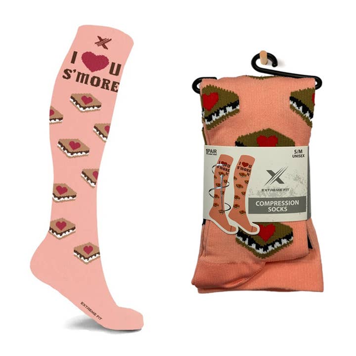 I <3 S'MORE SOCKS - BLUSH for wholesale by The American Gift Company (TAGCO)