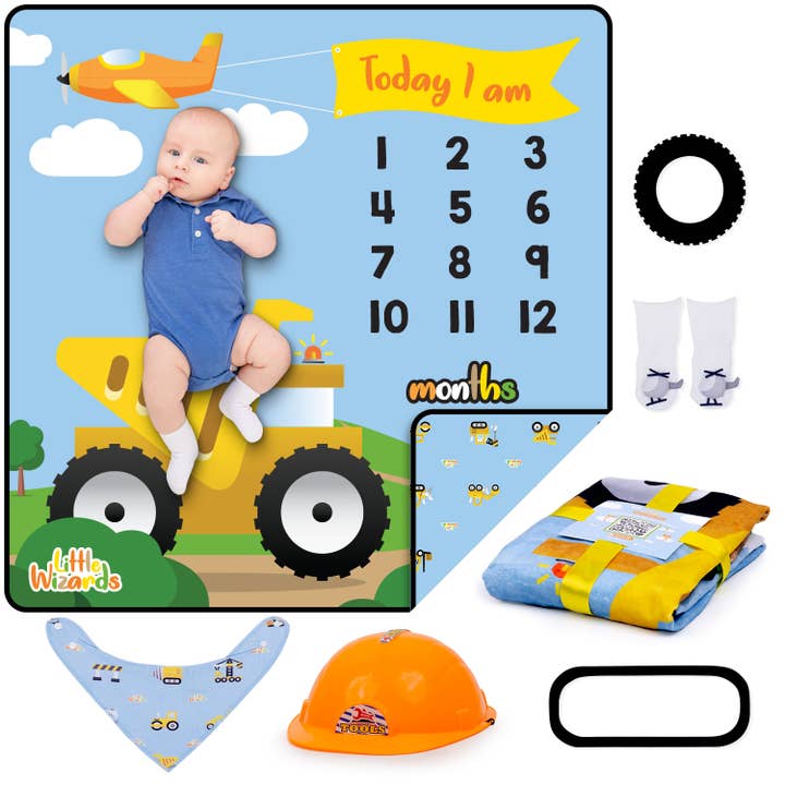Little Wizard - Baby Monthly Milestone Blanket Boys for wholesale by Little Wizards