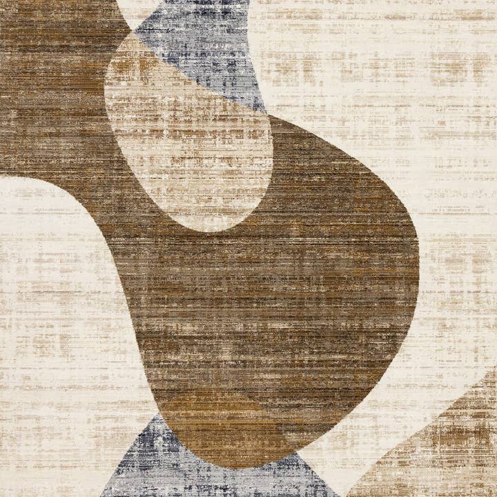8' X 10' Cream Blue And Brown Abstract Area Rug for wholesale by HomeRoots