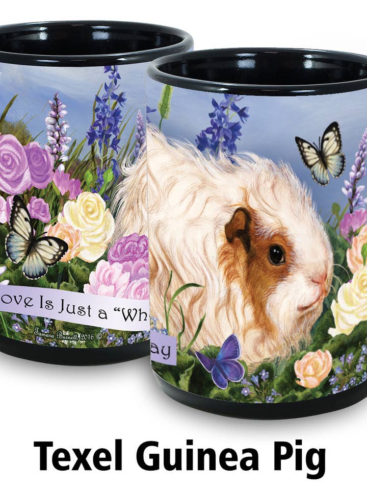 Tazza da caffè nera, in texel, motivo porcellino d'India, 384 ml per la vendita all'ingrosso da parte di Pet Gifts USA, LLC