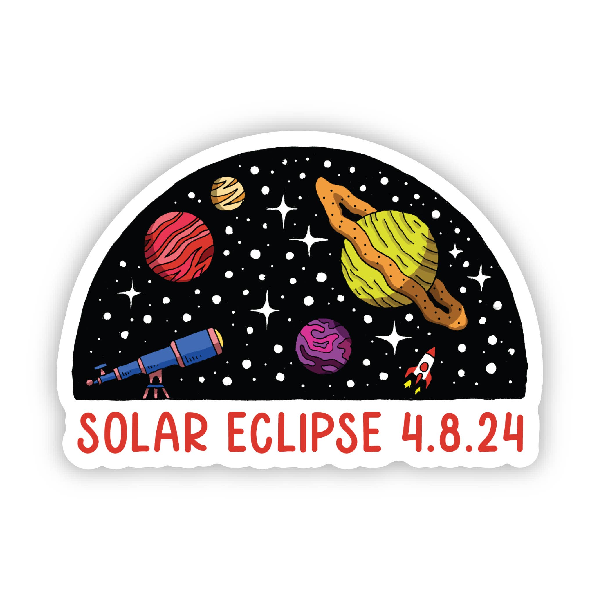 Big Moods - Wholesale Sticker - Solar Eclipse Telescope & Planets Sticker | April 8, 2024